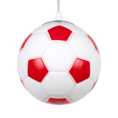 GLOBOSTAR® FOOTBALL 00642 Παιδικό Κρεμαστό Φωτιστικό Οροφής με Ντουί 1 x E27 AC 220-240V IP20 - Λευκό & Κόκκινο - Μ15 x Π15 x Y18cm