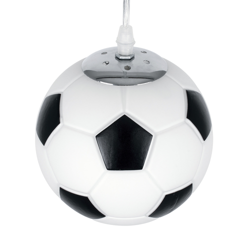 GLOBOSTAR® FOOTBALL 00643 Παιδικό Κρεμαστό Φωτιστικό Οροφής με Ντουί 1 x E27 AC 220-240V IP20 - Λευκό & Μαύρο - Μ15 x Π15 x Y18cm