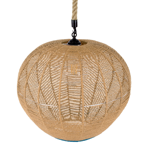 GLOBOSTAR® SIMON 00727 Boho Κρεμαστό Φωτιστικό Οροφής με Ντουί 1 x E27 AC 220-240V IP20 - Μπεζ & Μπλε - Μ50 x Π50 x Y47cm