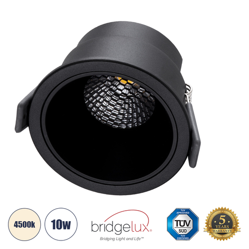 GLOBOSTAR® PLUTO-M 60256 Χωνευτό Downlight Σποτ με Honeycomb Anti Glare Reflector LED 10W 1300lm 38° AC 220-240V IP20 Φυσικό Λευκό 4500K - Bridgelux COB Chip & TÜV SÜD Driver - Μαύρο Ματ - Μ8.4 x Π8.4 x Υ5.9cm / Q7.5cm - 5 Χρόνια Εγγύηση