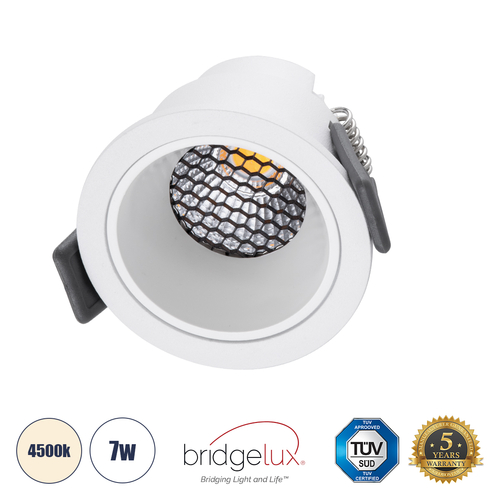 GLOBOSTAR® PLUTO-S 60248 Χωνευτό Downlight Σποτ με Honeycomb Anti Glare Reflector LED 7W 910lm 38° AC 220-240V IP20 Φυσικό Λευκό 4500K - Bridgelux COB Chip & TÜV SÜD Driver - Λευκό Ματ - Μ6.4 x Π6.4 x Υ4.9cm / Q5.5cm - 5 Χρόνια Εγγύηση
