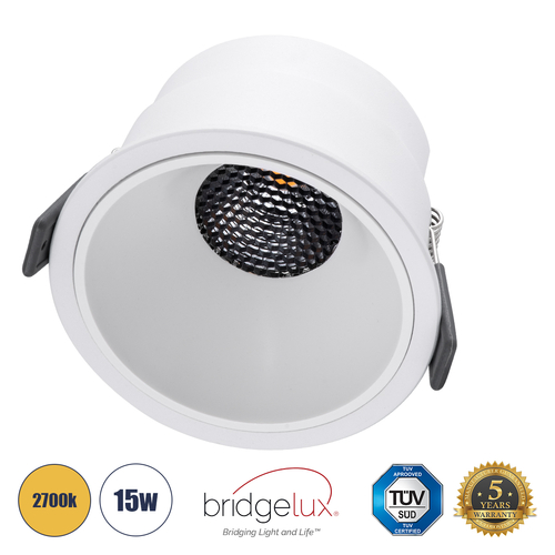 GLOBOSTAR® PLUTO-B 60261 Χωνευτό Downlight Σποτ με Honeycomb Anti Glare Reflector LED 15W 1875lm 38° AC 220-240V IP20 Θερμό Λευκό 2700K - Bridgelux COB Chip & TÜV SÜD Driver - Λευκό Ματ - Μ10.4 x Π10.4 x Υ6.5cm / Q9.5cm - 5 Χρόνια Εγγύηση