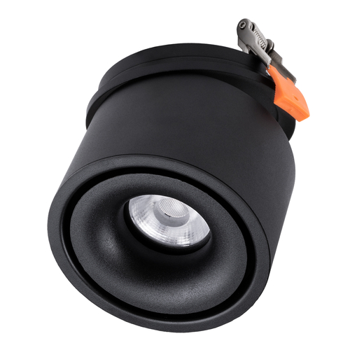 GLOBOSTAR® OMEGA-R 60296 Χωνευτό Κινούμενο Downlight Σποτ LED 12W 1560lm 36° AC 220-240V IP20 Φυσικό Λευκό 4500K - Bridgelux COB Chip & TÜV SÜD Driver - Μαύρο Ματ - Μ10 x Π10 x Υ8.2cm / Q9cm - 5 Χρόνια Εγγύηση