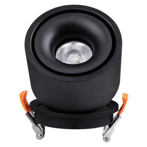 GLOBOSTAR® OMEGA-R 60296 Χωνευτό Κινούμενο Downlight Σποτ LED 12W 1560lm 36° AC 220-240V IP20 Φυσικό Λευκό 4500K - Bridgelux COB Chip & TÜV SÜD Driver - Μαύρο Ματ - Μ10 x Π10 x Υ8.2cm / Q9cm - 5 Χρόνια Εγγύηση