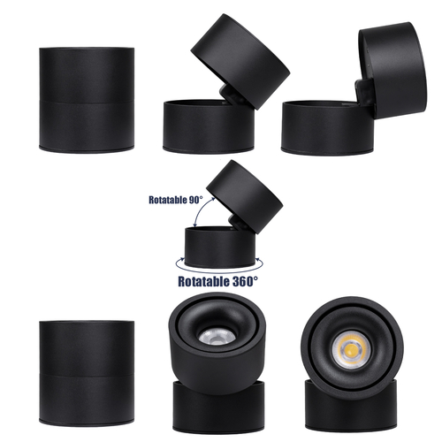 GLOBOSTAR® OMEGA-S 60300 Κινούμενο Downlight Σποτ LED 12W 1560lm 36° AC 220-240V IP20 Φυσικό Λευκό 4500K - Bridgelux COB Chip & TÜV SÜD Driver - Μαύρο Ματ - Μ10 x Π10 x Υ10.5cm - 5 Χρόνια Εγγύηση