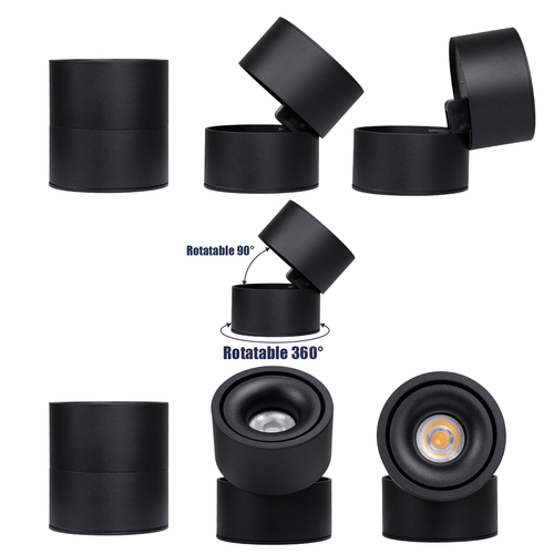 GLOBOSTAR® OMEGA-S 60301 Κινούμενο Downlight Σποτ LED 12W 1500lm 36° AC 220-240V IP20 Θερμό Λευκό 2700K - Bridgelux COB Chip & TÜV SÜD Driver - Μαύρο Ματ - Μ10 x Π10 x Υ10.5cm - 5 Χρόνια Εγγύηση