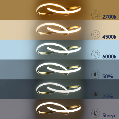 GLOBOSTAR® DEXTER 61051 Μοντέρνο Κρεμαστό Φωτιστικό Οροφής LED 72W 8064lm 300° AC 220-240V IP20 Ρυθμιζόμενο Λευκό CCT με Χειριστήριο από 2700K έως 6000K Dimmable - Lumileds SMD Chip - Χρυσό Βούρτσας - Μ56 x Π56 x Υ14cm - 3 Χρόνια Εγγύηση