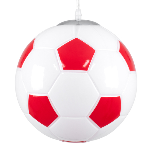 GLOBOSTAR® FOOTBALL 00646 Παιδικό Κρεμαστό Φωτιστικό Οροφής με Ντουί 1 x E27 AC 220-240V IP20 - Λευκό & Κόκκινο - Μ25 x Π25 x Υ25cm