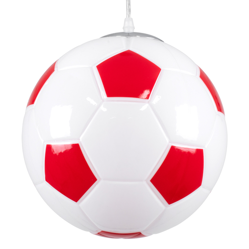 GLOBOSTAR® FOOTBALL 00646 Παιδικό Κρεμαστό Φωτιστικό Οροφής με Ντουί 1 x E27 AC 220-240V IP20 - Λευκό & Κόκκινο - Μ25 x Π25 x Υ25cm