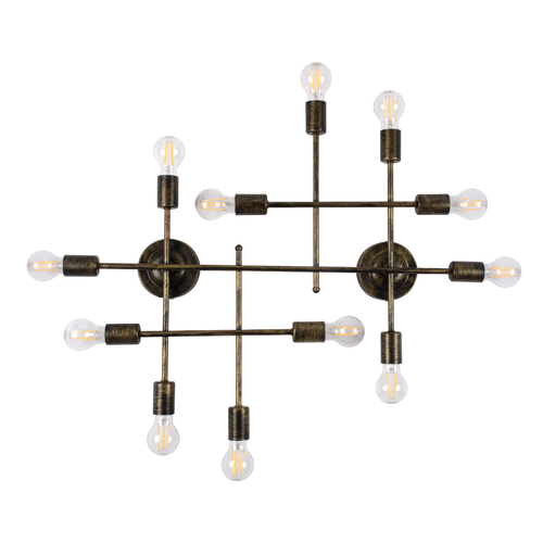 GLOBOSTAR® PIPING 00669 Vintage Φωτιστικό Τοίχου - Απλίκα με Ντουί 12 x E27 AC 220-240V IP20 - Μπρούτζινο - Μ78.5 x Π9.5 x Υ64cm