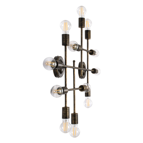 GLOBOSTAR® PIPING 00669 Vintage Φωτιστικό Τοίχου - Απλίκα με Ντουί 12 x E27 AC 220-240V IP20 - Μπρούτζινο - Μ78.5 x Π9.5 x Υ64cm