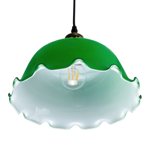 GLOBOSTAR® LIBRARY 00767 Vintage Κρεμαστό Φωτιστικό Οροφής με Ντουί 1 x E27 AC 220-240V IP20 - Πράσινο & Χρυσό - Μ26 x Π26 x Y20cm