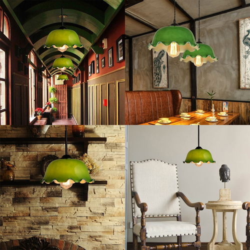 GLOBOSTAR® LIBRARY 00767 Vintage Κρεμαστό Φωτιστικό Οροφής με Ντουί 1 x E27 AC 220-240V IP20 - Πράσινο & Χρυσό - Μ26 x Π26 x Y20cm