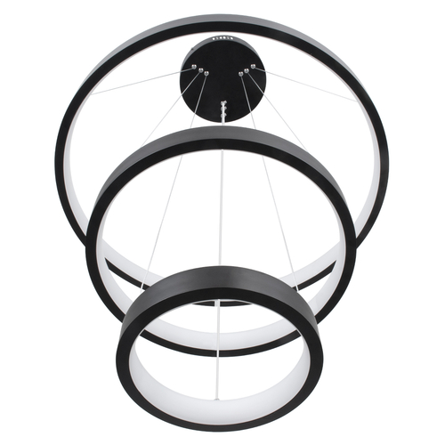 GLOBOSTAR® NEMESIS TRIO 61167-DECO Μοντέρνο Κρεμαστό Φωτιστικό Οροφής LED 100W 12123lm 360° AC 220-240V IP20 Ρυθμιζόμενο Λευκό CCT με Χειριστήριο από 2700K έως 6000K Dimmable - Lumileds SMD Chip - Μαύρο Ματ - Μ60 x Π60 x Υ60cm - 3 Χρόνια Εγγύηση