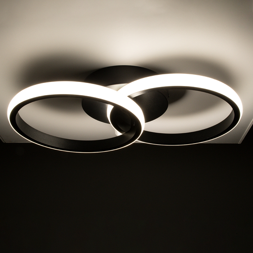 GLOBOSTAR® CORA 61058 Μοντέρνο Φωτιστικό Οροφής LED 18W 2160lm 300° AC 220-240V IP20 Ρυθμιζόμενο Λευκό CCT με On/Off 2700K/4500K/6000K - Lumileds SMD Chip - Μαύρο Ματ - Μ36 x Π20.5 x Υ7cm - 3 Χρόνια Εγγύηση