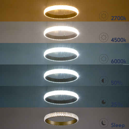 GLOBOSTAR® DIAMOND 61127 Μοντέρνο Κρεμαστό Φωτιστικό Οροφής LED 20W 2356lm 360° AC 220-240V IP20 Ρυθμιζόμενο Λευκό CCT με Χειριστήριο από 2700K έως 6000K Dimmable - Lumileds SMD Chip - Χρυσό Βούρτσας - Μ25 x Π25 x Υ3cm - 3 Χρόνια Εγγύηση