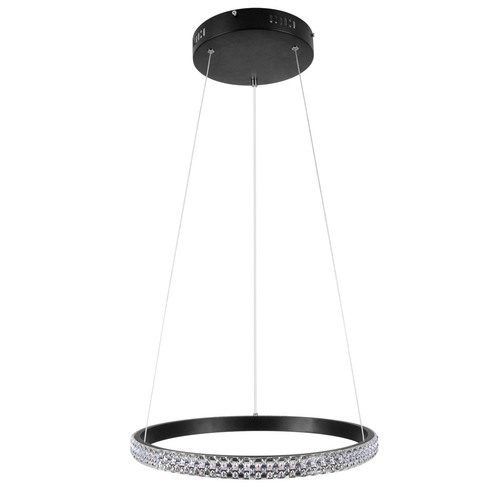 GLOBOSTAR® DIAMOND 61128 Μοντέρνο Κρεμαστό Φωτιστικό Οροφής LED 30W 3513lm 360° AC 220-240V IP20 Ρυθμιζόμενο Λευκό CCT με Χειριστήριο από 2700K έως 6000K Dimmable - Lumileds SMD Chip - Μαύρο Ματ - Μ40 x Π40 x Υ3cm - 3 Χρόνια Εγγύηση