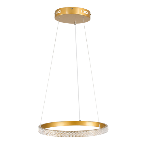 GLOBOSTAR® DIAMOND 61129 Μοντέρνο Κρεμαστό Φωτιστικό Οροφής LED 30W 3513lm 360° AC 220-240V IP20 Ρυθμιζόμενο Λευκό CCT με Χειριστήριο από 2700K έως 6000K Dimmable - Lumileds SMD Chip - Χρυσό Βούρτσας - Μ40 x Π40 x Υ3cm - 3 Χρόνια Εγγύηση