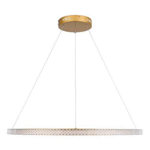 GLOBOSTAR® DIAMOND 61133 Μοντέρνο Κρεμαστό Φωτιστικό Οροφής LED 67W 7689lm 360° AC 220-240V IP20 Ρυθμιζόμενο Λευκό CCT με Χειριστήριο από 2700K έως 6000K Dimmable - Lumileds SMD Chip - Χρυσό Βούρτσας - Μ80 x Π80 x Υ3cm - 3 Χρόνια Εγγύηση