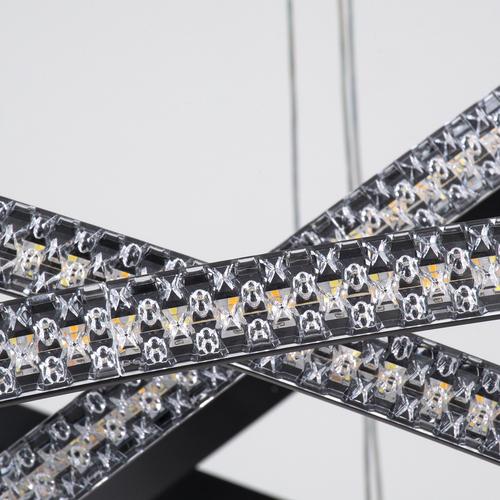 GLOBOSTAR® DIAMOND TRIO 61140 Μοντέρνο Κρεμαστό Φωτιστικό Οροφής LED 150W 18379lm 360° AC 220-240V IP20 Ρυθμιζόμενο Λευκό CCT με Χειριστήριο από 2700K έως 6000K Dimmable - Lumileds SMD Chip - Μαύρο Ματ - Μ100 x Π100 x Υ100cm - 3 Χρόνια Εγγύηση