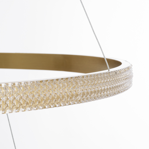 GLOBOSTAR® DIAMOND TRIO 61141-DECO Μοντέρνο Κρεμαστό Φωτιστικό Οροφής LED 150W 18379lm 360° AC 220-240V IP20 Ρυθμιζόμενο Λευκό CCT με Χειριστήριο από 2700K έως 6000K Dimmable - Lumileds SMD Chip - Χρυσό Βούρτσας - Μ100 x Π100 x Υ100cm - 3 Χρόνια Εγγύηση