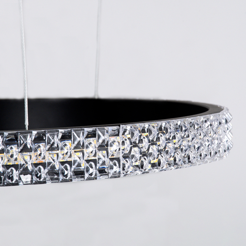 GLOBOSTAR® DIAMOND TRIO 61144 Μοντέρνο Κρεμαστό Φωτιστικό Οροφής LED 120W 14723lm 360° AC 220-240V IP20 Ρυθμιζόμενο Λευκό CCT με Χειριστήριο από 2700K έως 6000K Dimmable - Lumileds SMD Chip - Μαυρό Ματ - Μ150 x Π150 x Υ60cm - 3 Χρόνια Εγγύηση