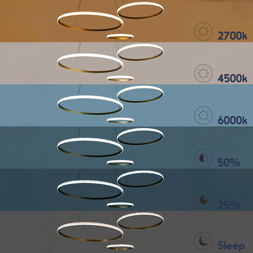 GLOBOSTAR® DIAMOND TRIO 61147 Μοντέρνο Κρεμαστό Φωτιστικό Οροφής LED 150W 18379lm 360° AC 220-240V IP20 Ρυθμιζόμενο Λευκό CCT με Χειριστήριο από 2700K έως 6000K Dimmable - Lumileds SMD Chip - Χρυσό Βούρτσας - Μ170 x Π170 x Υ60cm - 3 Χρόνια Εγγύηση