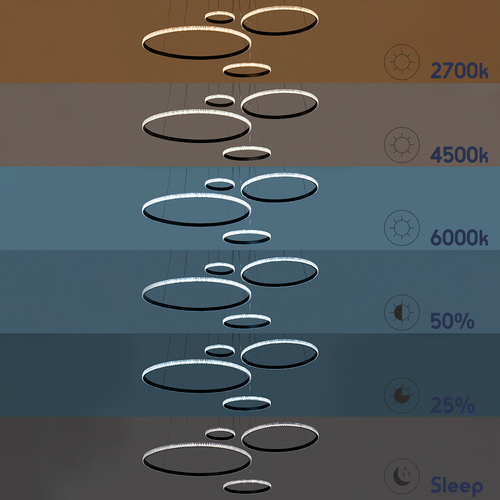 GLOBOSTAR® DIAMOND TETRA 61148 Μοντέρνο Κρεμαστό Φωτιστικό Οροφής LED 150W 18379lm 360° AC 220-240V IP20 Ρυθμιζόμενο Λευκό CCT με Χειριστήριο από 2700K έως 6000K Dimmable - Lumileds SMD Chip - Μαύρο Ματ - Μ150 x Π150 x Υ120cm - 3 Χρόνια Εγγύηση