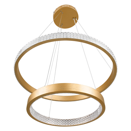 GLOBOSTAR® DIAMOND DUO 61151 Μοντέρνο Κρεμαστό Φωτιστικό Οροφής LED 75W 8743lm 360° AC 220-240V IP20 Ρυθμιζόμενο Λευκό CCT με Χειριστήριο από 2700K έως 6000K Dimmable - Lumileds SMD Chip - Χρυσό Βούρτσας - Μ60 x Π60 x Υ60cm - 3 Χρόνια Εγγύηση