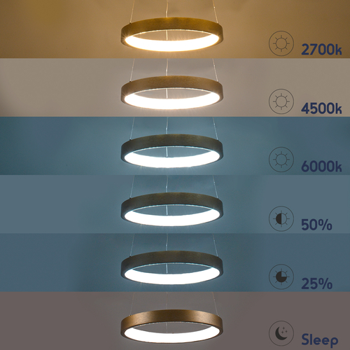 GLOBOSTAR® NEMESIS 61160 Μοντέρνο Κρεμαστό Φωτιστικό Οροφής LED 45W 5230lm 360° AC 220-240V IP20 Ρυθμιζόμενο Λευκό CCT με Χειριστήριο από 2700K έως 6000K Dimmable - Lumileds SMD Chip - Χρυσό Βούρτσας - Μ60 x Π60 x Υ4cm - 3 Χρόνια Εγγύηση