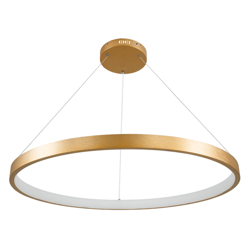 GLOBOSTAR® NEMESIS 61163 Μοντέρνο Κρεμαστό Φωτιστικό Οροφής LED 67W 7689lm 360° AC 220-240V IP20 Ρυθμιζόμενο Λευκό CCT με Χειριστήριο από 2700K έως 6000K Dimmable - Lumileds SMD Chip - Χρυσό Βούρτσας - Μ80 x Π80 x Υ4cm - 3 Χρόνια Εγγύηση