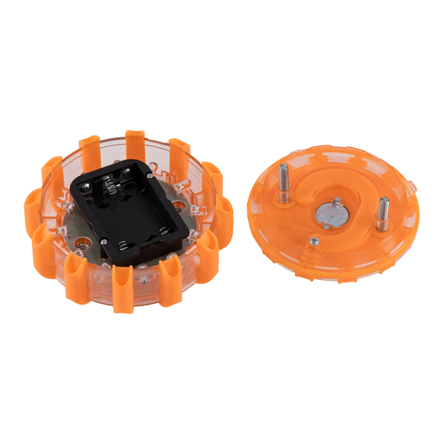 GLOBOSTAR® EMERGENCIA 79697 Φωτιστικό Έκτακτης Ανάγκης για Οχήματα με Μαγνήτη & Φακό LED 2W 140lm 360° DC 5V με 3xAAA Μπαταρίες Αδιάβροχο IP65 Κόκκινο & Ψυχρό Λευκό 6000K - Πορτοκαλί - Μ10 x Π10 x Υ3.5cm - 1 Χρόνο Εγγύηση