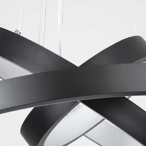 GLOBOSTAR® NEMESIS TRIO 61167-DECO Μοντέρνο Κρεμαστό Φωτιστικό Οροφής LED 100W 12123lm 360° AC 220-240V IP20 Ρυθμιζόμενο Λευκό CCT με Χειριστήριο από 2700K έως 6000K Dimmable - Lumileds SMD Chip - Μαύρο Ματ - Μ60 x Π60 x Υ60cm - 3 Χρόνια Εγγύηση