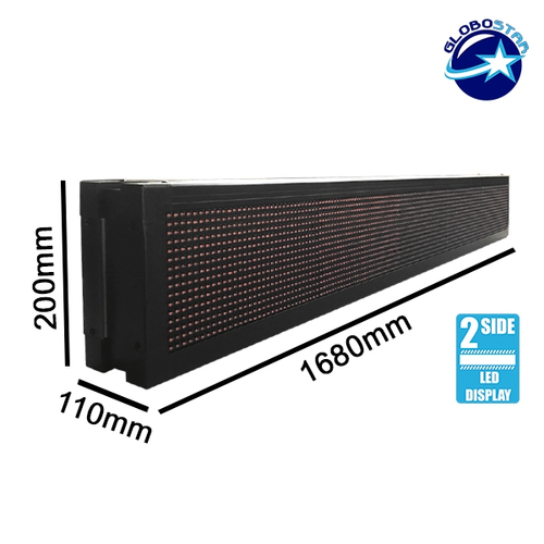 GLOBOSTAR® DISPLAY 90311 Κυλιόμενη Ψηφιακή Επιγραφή P10 Διπλής Όψης LED AC 220-240V Αδιάβροχο IP65 Κόκκινο - WiFi Control μέσω FK APP - Αισθητήρας Θερμοκρασίας & Υγρασίας - Μ168 x Π12 x Υ24cm - 2 Χρόνια Εγγύηση