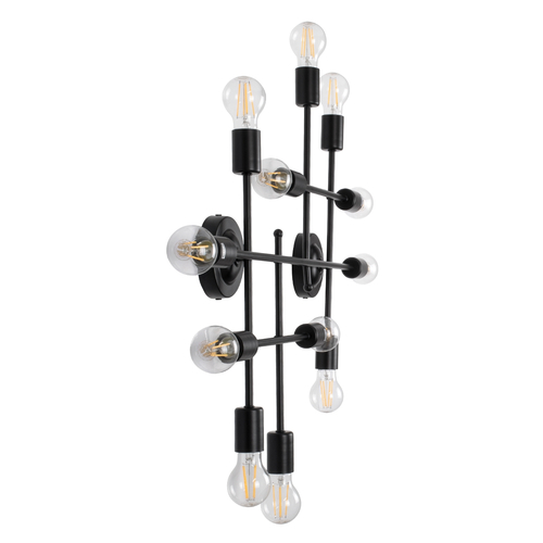 GLOBOSTAR® PIPING 00667-1 Vintage Φωτιστικό Οροφής με Ντουί 12 x E27 AC 220-240V IP20 - Μαύρο - Μ78.5 x Π9.5 x Υ64cm