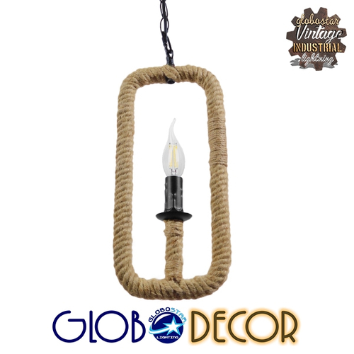 GLOBOSTAR® LINDELL 10001110 Vintage Κρεμαστό Φωτιστικό Οροφής με Ντουί 1 x E14 AC 220-240V IP20 - Μπεζ & Μαύρο - Μ18 x Π18 x Υ33cm