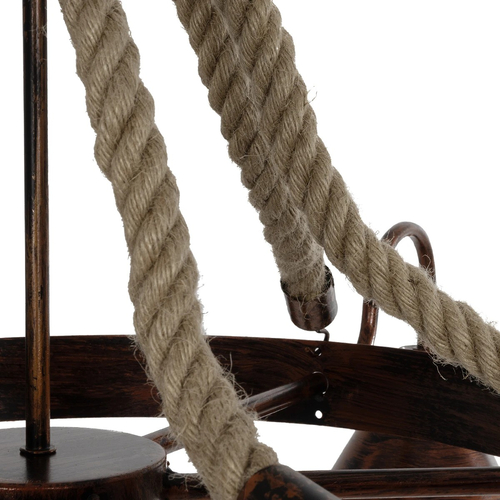 GLOBOSTAR® CAMELOT 10001191 Vintage Κρεμαστό Φωτιστικό Οροφής με Ντουί 6 x E27 AC 220-240V IP20 - Χάλκινο & Μπεζ - Μ95 x Π95 x Υ65cm