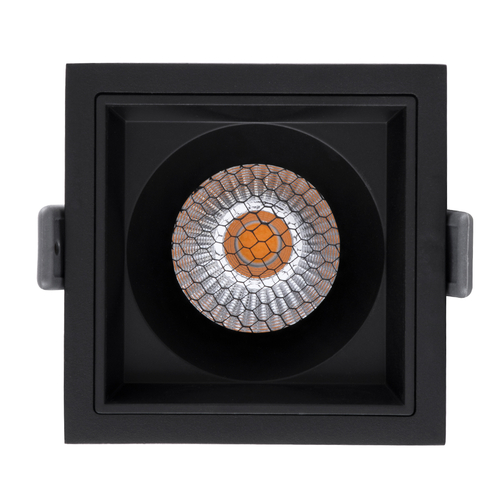 GLOBOSTAR® PLUTO-M 60275 Χωνευτό Downlight Σποτ με Honeycomb Anti Glare Reflector LED 10W 1250lm 38° AC 220-240V IP20 Θερμό Λευκό 2700K - Bridgelux COB Chip & TÜV SÜD Driver - Μαύρο Ματ - Μ8.4 x Π8.4 x Υ5.9cm / Q7.5 x 7.5cm - 5 Χρόνια Εγγύηση