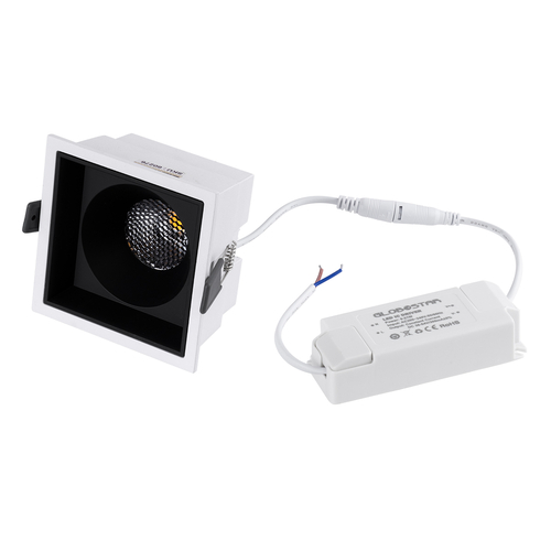 GLOBOSTAR® PLUTO-B 60276 Χωνευτό Downlight Σποτ με Honeycomb Anti Glare Reflector LED 15W 1950lm 38° AC 220-240V IP20 Φυσικό Λευκό 4500K - Bridgelux COB Chip & TÜV SÜD Driver - Λευκό & Μαύρο Ματ - Μ10.4 x Π10.4 x Υ6.5cm / Q9.5 x 9.5cm - 5 Χρόνια Εγγύηση