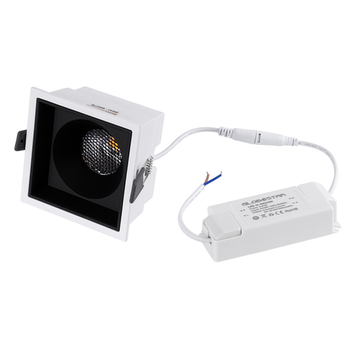 GLOBOSTAR® PLUTO-B 60277 Χωνευτό Downlight Σποτ με Honeycomb Anti Glare Reflector LED 15W 1875lm 38° AC 220-240V IP20 Θερμό Λευκό 2700K - Bridgelux COB Chip & TÜV SÜD Driver - Λευκό & Μαύρο Ματ - Μ10.4 x Π10.4 x Υ6.5cm / Q9.5 x 9.5cm - 5 Χρόνια Εγγύηση