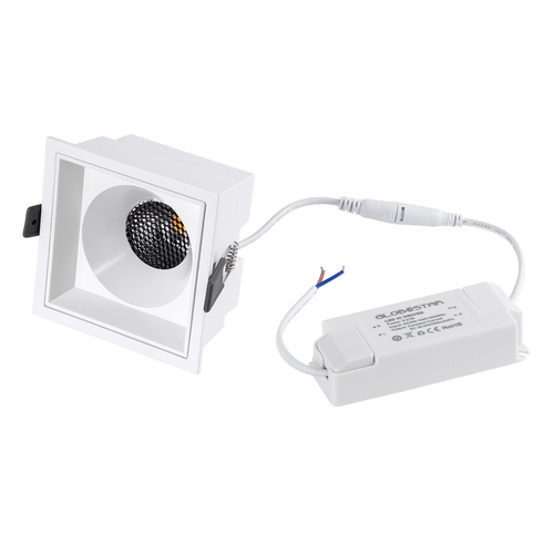 GLOBOSTAR® PLUTO-B 60279 Χωνευτό Downlight Σποτ με Honeycomb Anti Glare Reflector LED 15W 1875lm 38° AC 220-240V IP20 Θερμό Λευκό 2700K - Bridgelux COB Chip & TÜV SÜD Driver - Λευκό Ματ - Μ10.4 x Π10.4 x Υ6.5cm / Q9.5 x 9.5cm - 5 Χρόνια Εγγύηση