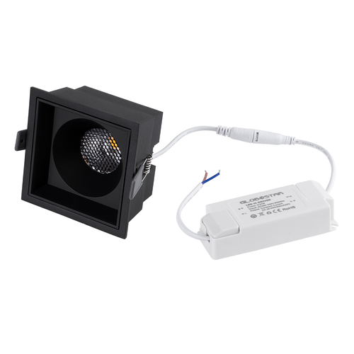 GLOBOSTAR® PLUTO-B 60280 Χωνευτό Downlight Σποτ με Honeycomb Anti Glare Reflector LED 15W 1950lm 38° AC 220-240V IP20 Φυσικό Λευκό 4500K - Bridgelux COB Chip & TÜV SÜD Driver - Μαύρο Ματ - Μ10.4 x Π10.4 x Υ6.5cm / Q9.5 x 9.5cm - 5 Χρόνια Εγγύηση