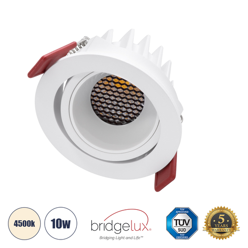 GLOBOSTAR® LEO-R 60284 Χωνευτό Κινούμενο Downlight Σποτ με Honeycomb Anti Glare Reflector LED 10W 1300lm 38° AC 220-240V IP20 Φυσικό Λευκό 4500K - Bridgelux COB Chip & TÜV SÜD Driver - Λευκό Ματ - Μ8.5 x Π8.5 x Υ6.6cm / Q7.5cm - 5 Χρόνια Εγγύηση