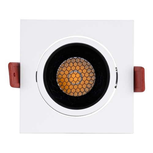 GLOBOSTAR® LEO-SQ 60288 Χωνευτό Κινούμενο Downlight Σποτ με Honeycomb Anti Glare Reflector LED 10W 1300lm 38° AC 220-240V IP20 Φυσικό Λευκό 4500K - Bridgelux COB Chip & TÜV SÜD Driver - Λευκό & Μαύρο Ματ - Μ8.5 x Π8.5 x Υ6.6cm / Q7.5 x 7.5cm - 5 Χρόνια Εγγύηση