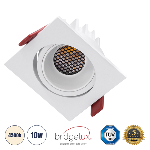 GLOBOSTAR® LEO-SQ 60290 Χωνευτό Κινούμενο Downlight Σποτ με Honeycomb Anti Glare Reflector LED 10W 1300lm 38° AC 220-240V IP20 Φυσικό Λευκό 4500K - Bridgelux COB Chip & TÜV SÜD Driver - Λευκό Ματ - Μ8.5 x Π8.5 x Υ6.6cm / Q7.5 x 7.5cm - 5 Χρόνια Εγγύηση