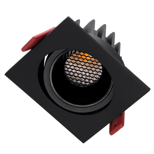 GLOBOSTAR® LEO-SQ 60292 Χωνευτό Κινούμενο Downlight Σποτ με Honeycomb Anti Glare Reflector LED 10W 1300lm 38° AC 220-240V IP20 Φυσικό Λευκό 4500K - Bridgelux COB Chip & TÜV SÜD Driver - Μαύρο Ματ - Μ8.5 x Π8.5 x Υ6.6cm / Q7.5 x 7.5cm - 5 Χρόνια Εγγύηση