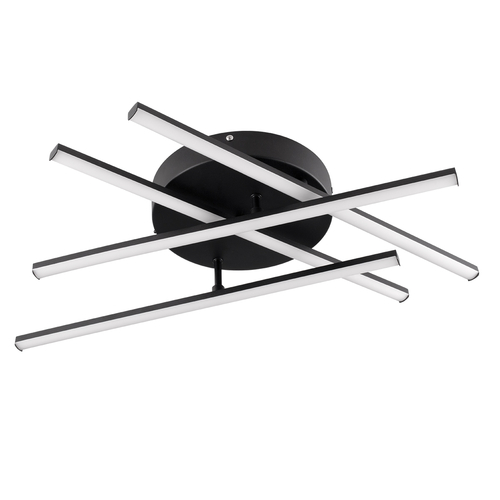 GLOBOSTAR® DRACO 61095 Μοντέρνο Φωτιστικό Οροφής LED 60W 7380lm 120° AC 220-240V IP20 Ρυθμιζόμενο Λευκό CCT με Χειριστήριο από 2700K έως 6000K Dimmable - Lumileds SMD Chip - Μαύρο Ματ - Μ60 x Π60 x Υ11cm - 3 Χρόνια Εγγύηση