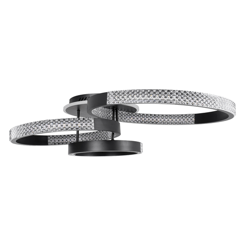 GLOBOSTAR® DIAMOND 61114 Μοντέρνο Φωτιστικό Οροφής LED 100W 12123lm 360° AC 220-240V IP20 Ρυθμιζόμενο Λευκό CCT με Χειριστήριο από 2700K έως 6000K Dimmable - Lumileds SMD Chip - Μαύρο Ματ - Μ80 x Π50 x Υ20cm - 3 Χρόνια Εγγύηση