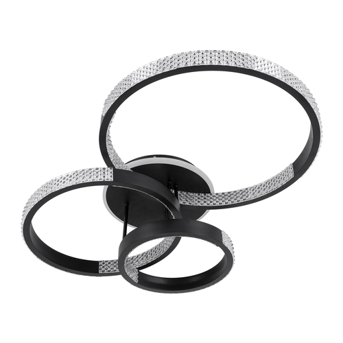 GLOBOSTAR® DIAMOND 61114 Μοντέρνο Φωτιστικό Οροφής LED 100W 12123lm 360° AC 220-240V IP20 Ρυθμιζόμενο Λευκό CCT με Χειριστήριο από 2700K έως 6000K Dimmable - Lumileds SMD Chip - Μαύρο Ματ - Μ80 x Π50 x Υ20cm - 3 Χρόνια Εγγύηση