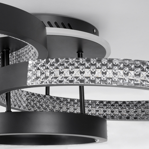 GLOBOSTAR® DIAMOND 61114 Μοντέρνο Φωτιστικό Οροφής LED 100W 12123lm 360° AC 220-240V IP20 Ρυθμιζόμενο Λευκό CCT με Χειριστήριο από 2700K έως 6000K Dimmable - Lumileds SMD Chip - Μαύρο Ματ - Μ80 x Π50 x Υ20cm - 3 Χρόνια Εγγύηση